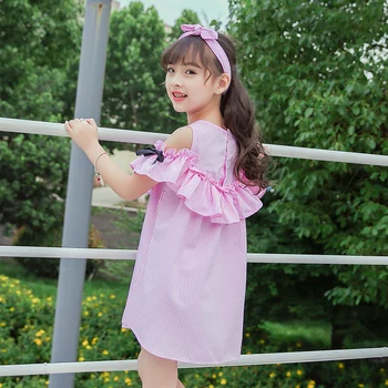 Detské nosenie dievčatá pruhované šaty letné 2020new deti princezná dievča kórejská verzia 12 11 10 9 8 7 6 5 rokov