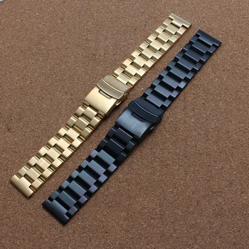 18 mm 20 mm 22 mm Čierne Zlato Watchbands pre quartz Hodinky mužov Bezpečnostné Pracky, spony z Nehrdzavejúcej ocele Hodinky remienok náramok podpora