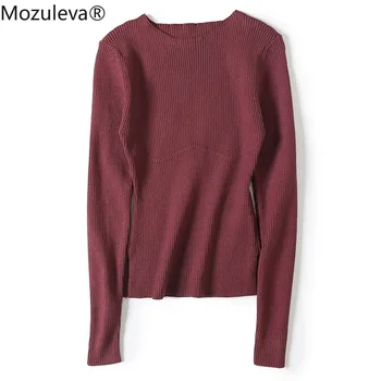 Mozuleva 2020 jeseň / zima základné klesnutie sveter mimo golier slim fit dlhý rukáv zrastov niť Pulóver farbou sveter