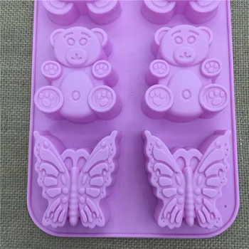 Medveď Bunny Motýľ Tvar Silikónové 3D Formy Riad Jedáleň, Bar Non-Stick Cake Zdobenie Fondant Mydlo Formy E036