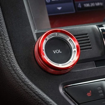 Červená Hliníkový Reflektor Objem Naladiť Ovládací Gombík Kryt Krúžok Výbava Interiérové Doplnky pre Ford Mustang