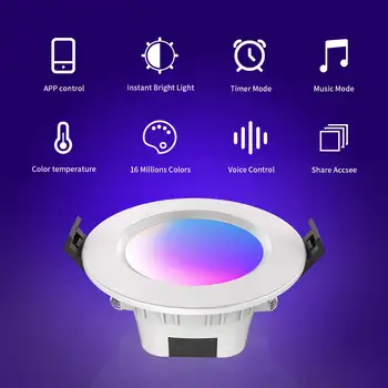 5W 9W 15W RGBCCT Bluetooth LED Downlight Stmievanie Smart APP Ovládanie Zabudované Interiérové Svietidlo pre Domáce Osvetlenie