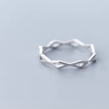 MloveAcc Reálne 925 Sterling Silver Geometrie Kosoštvorec Otvoriť Krúžok pre Ženy, Mužov Mincový striebro-šperky