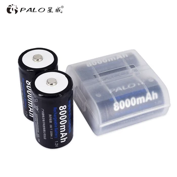 Palo 4pcs 8000mah 1.2 V D batérie D veľkosť nabíjateľná batéria+LCD AA, AAA, C, D veľkosť R20 batérie, nabíjačky pre 1.2 V, nimh nicd batérie