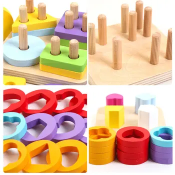 Deti Montessori Vzdelávacích Drevené Hračky Predškolského Montesori Materiales Hračka je Obsadené Stravovanie Zodpovedajúce Tvaru Geometrie Hračky pre Deti,