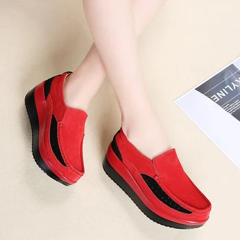 MVVJKE 2020 nové ručné ženy platforma topánky semiš kožené moccasin ploché topánky moccasins pohodlné topánky bez čipky bežné