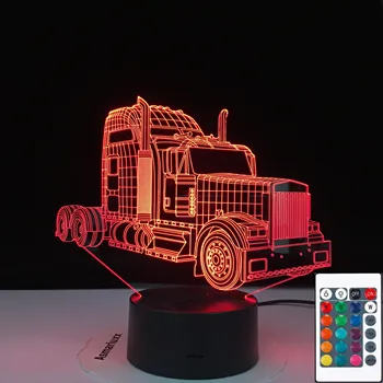 3D-3170 Super Truck Tému 3D Lampa LED nočné svetlo 7 Farieb Zmeniť Dotyk Náladu Lampa Vianočný darček