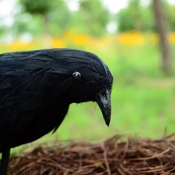 Halloween prop perie Vrana vták veľké 25x40cm šíri krídla Black Crow toy model hračka,Výkon prop