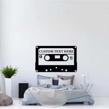 Hudba Stenu Vlastný Text Odtlačkový Staré Audio Kazeta Vinylové Nálepky Domova Spálňa Umenie A1-053