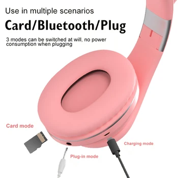 RGB Herné Bluetooth Slúchadlá Ružová Bezdrôtový Headset Dievčatá Roztomilý LED Muisc Basy Stereo Slúchadlá Dcéra Slúchadiel Slúchadlá Darček