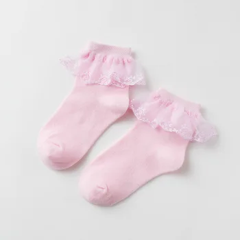 3 Páry/Veľa, Bavlna Dievčatá Ponožky Letné Čipky Volánikmi Členkové Ponožky Baby Ponožky Módne Elastické Deti Princezná Ponožky