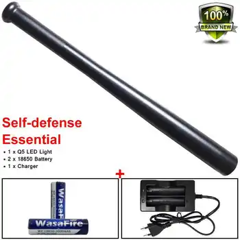Self Defense Baterka Taktické Stick XPE Q5 LED, 3 Režimy Hliníkové Pochodeň Svetla Baseball Bat Lampa + 18650 Batérie + Nabíjačka