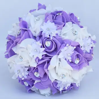 Jednoduché Bridesmaid, Pena Kytice, Svadobné Kytice Diamond Páska PE Kytice Svadobné Holding Umelé Kvety Mariage FW008