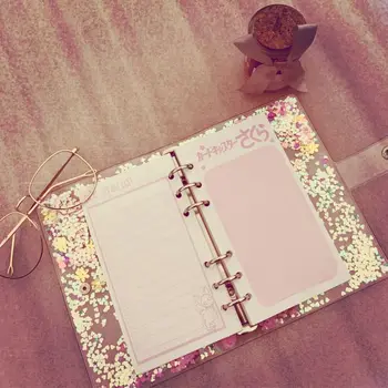 Kreatívne quicksand loose-leaf PVC farebné binder špirála notebook papiernictvo,roztomilý Japonské sequare krytu notebooku pre dievčatá A5A6