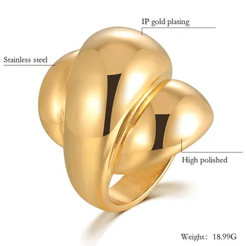 2019 Nové Módne Zlato Veľké Prstene pre Ženy Strany Šperky Veľké Kvety Koktail Krúžok 316L Nehrdzavejúcej Ocele, Titánu Anillos Mujer