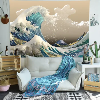 Simsant Veľká Vlna Kanagawa Nástenné Gobelíny Japonský Oceánu Vlny Umenie Stene Visí Tapisérie pre Obývacia Izba Domov Koľaji Dekor