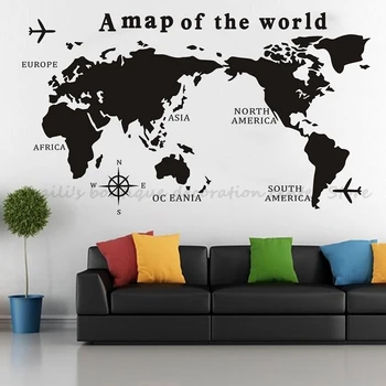 Mapa sveta Námorných Vinyl na Stenu Odtlačkový Veľkú Mapu, Kompas Domov Obývacej Izby, Spálne, Kancelárie Art Deco Mapu, Plagát, Nepremokavé nástenná maľba 2DT15