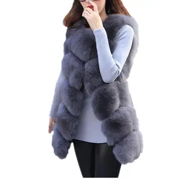 Lisa Colly Vysoko kvalitné Ženy Umelú Kožušinu Vesta kabát Luxusné Fox Kožušinový Kabát, Bundy Outwear Zime Teplé Kožušiny vesta