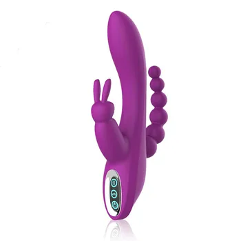 Rabbit Vibrátor G-spot A P-spot Análny Vibrátory Triple Krivky 12 Funkcia Nabíjateľná Klitoris Stimulátor Dildo Sexuálne Hračky Pre Ženy