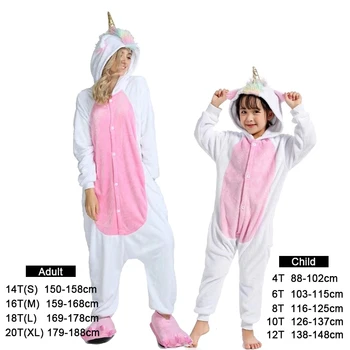 Kigurumi Onesie Deti Pijamas Jednorožec Pyžamo pre Chlapcov, Dievčatá Zimné Zvierat Panda Pyžamá Ženy Sleepwear pre Teen 4 6 8 10 Rokov
