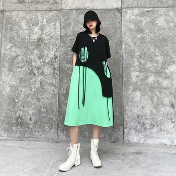 Max LuLu 2020 Kórejský Streetwear Módy Dámy Letné Dlhé Šaty Žien Otvory Patchwork Ženské Šaty Elegantné Vestidos Plus Veľkosť