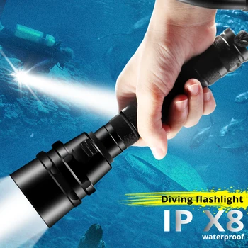 4000lm Profesionálne Potápačské Svetlo Blesku XML-T6 L2 Potápanie pochodeň 200 M pod vodou IPX8 Vodotesné USB Rechargerable 18650