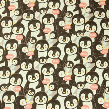 Polovica Dvore Zahustiť Bavlnená Tkanina S Animal Penguin Tlač Ručné Taška Odev Handričkou Bavlna T1098