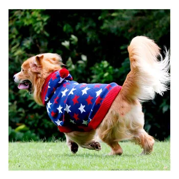 Pletené Psa Svetre Zimné Hviezda Vzor Pet Šaty s Kapucňou Veľký Pes Sveter Pre Veľké Psy Samoyed Labrador Kostýmy Oblečenie XL