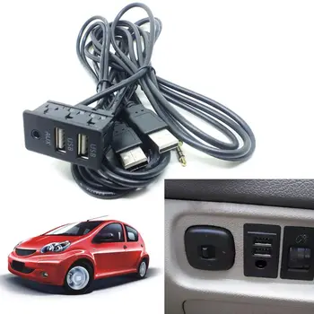 1,5 M Auta Dash Flush Mount AUX, USB Port, Panel Auto, Loď Dual USB Predlžovací Kábel, Adaptér pre Toyota W91F