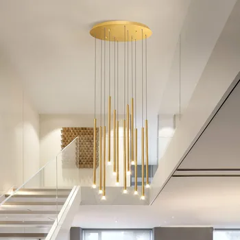 Moderný minimalistický schodisko luster strop Nordic villa luster osvetlenie zlatá / čierna / led luster pre kaviareň, reštaurácia