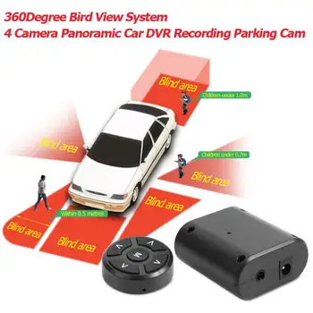 360 Stupeň Parkovanie Dash Cam Panoramatické Auto Parkovanie Vták Zobrazenie Systém 4 Kamery Nahrávanie Cam Predné, Zadné, Vľavo, Vpravo Pohľad Kamery