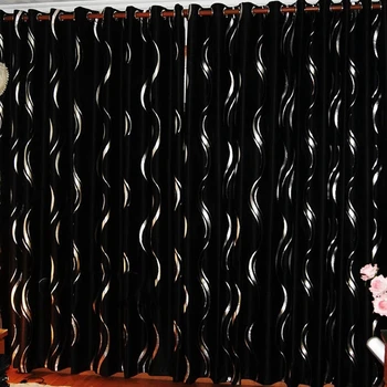 Jednoduché, moderné Čierne Látkové Vysokej Tieňovanie 60%-80% Blakcout Záclony Strieborné Pruhy S Záclony Obývacia Izba, Spálňa Cortina ZH049-5