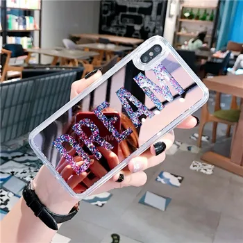 YiKELO Telefón puzdro Pre iPhone 6 6 7 8 Plus X XS XR MAX Luxusné Sen Zrkadlo Lode Lesk Dynamické Kvapaliny Quicksand Prípadoch Kryt