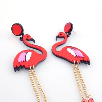 Novinka náušnice Kórea náušnice dizajnérske šperky kryštál ruže červené flamingo módne náušnice v uchu klipy
