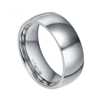 8 mm Klenutý Dizajn pánske Klasické Striebornej Farbe Titanium Prsteň Leštené Svadobné Kapela Módne Šperky Mužov Pohodlie, ktoré Zapadajú anel masculino