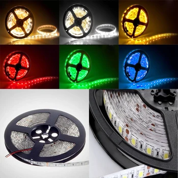 12V LED Pásy Nepremokavé č vodotesný 5m/veľa Fiexible zdroje svetla LED SMD 5050 60Led/M RGB/Teplá biela/Biela/Červená/Modrá extra jasné