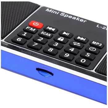 Mini Prenosné Dobíjacie Stereo L-288 FM Rádio Reproduktor LCD Displej Podpora TF Karty, USB Disk, MP3 Prehrávač Hudby Reproduktor(Modrá)