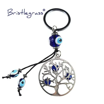 BRISTLEGRASS tureckej Modrej Zlé Oko, ktorí Chcú Strom kľúčenky Krúžok Držiak Keychain Amulet Lucky Charm Visí Prívesok Požehnanie Darček