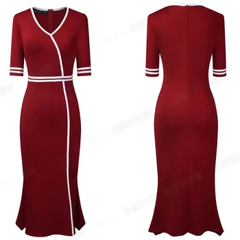 Pekné-Navždy Kontrast Farieb Širokú Paletu Elegantných Morská Víla Šaty, Business Formálnej Strany Vybavené Štíhle Ženy Šaty B604