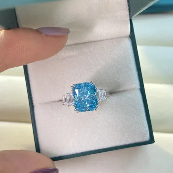 Shipei 925 Sterling Silver Mora Blue Vytvorené Moissanite Diamantov, Drahých Kameňov, Svadobné Zásnubný Prsteň Pre Ženy, Jemné Šperky