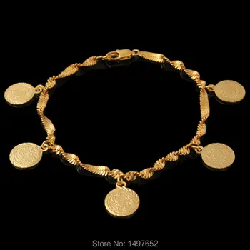Veľkoobchod Mince Peniaze Prihlásiť Arabčina Šperky Skvelé Darčeky Zlatá Farba Moslimských Islamskej Kúzlo Náramky Pre Ženy