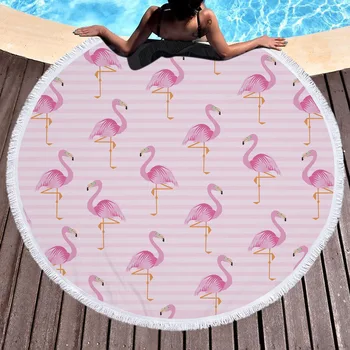 Horúce Tropické Flamingo Kolo Pláži Zakryť Pláži Mat Uterák Šatkou Yoga Mat Lete Sarong Plášť Camping Mat