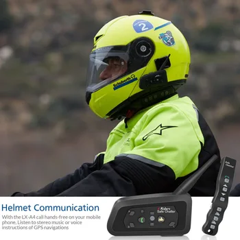 LEXIN 1PC A4 1000M 4 Jazdcov Motocykel BT Prilba Intercom s Romote Kontroly Moto Bluetooth palubného telefónu Headset Intercomunicador