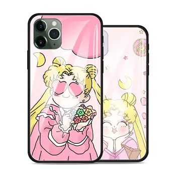 Tvrdené Sklo Telefón puzdro Pre iPhone 12 Mini 11 Pro X XS Max XR SE 2020 7 8 6 6 Plus Kryt Coque Fundas Capa Sailor Moon Anime