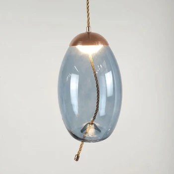 Moderný loft priemyselné svietidlo modré sklenené prívesok svetlo LED v štýle art deco Nordic biela hanglamp pre obývacia izba kuchyňa spálňa salón