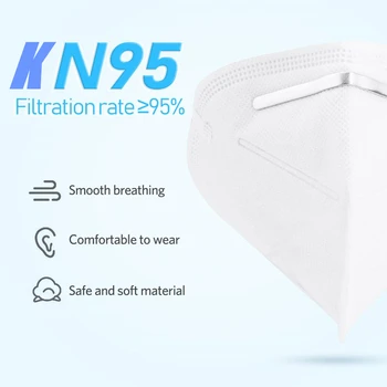 5 vrstiev KN95 jednorazové úst maska proti prachu respirátor pm2.5 tvár, ústa maska Prachotesný Ochranné zdravie Anti-fog 1/20/40 KS