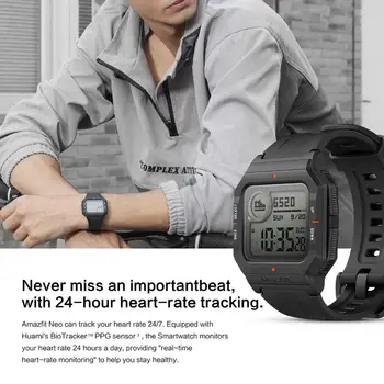 Globálna Verzia Amazfit Neo Smartwatch 28 Dní výdrž Batérie Retro Dizajn 5ATM 3 Športy Srdcovej frekvencie Sledovať Monitor Spánku