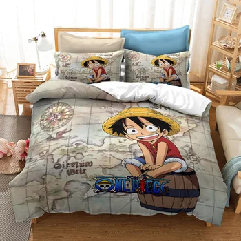 3D Anime JEDEN KUS Populárne Vytlačené posteľná bielizeň Nastaviť Cartoon Posteľná Bielizeň Deti Perinu Nastaviť obliečka na Vankúš Twin Plný King Size Queen