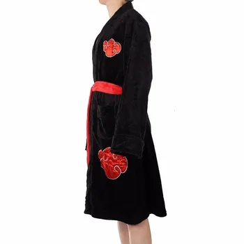 Anime Naruto Cosplay Župan Akatsuki Uchiha Itachi Flanelové Pyžamo Dospelých Unisex Zime Teplý Odev Sleepwear Kimono Župan