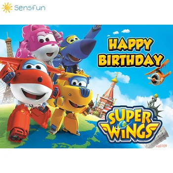 Sensfun Chlapec Happy Birthday Fotografie Pozadí Super Krídla Tému Party Foto Pozadie Prispôsobiť Meno Vinyl Banner Fotenie